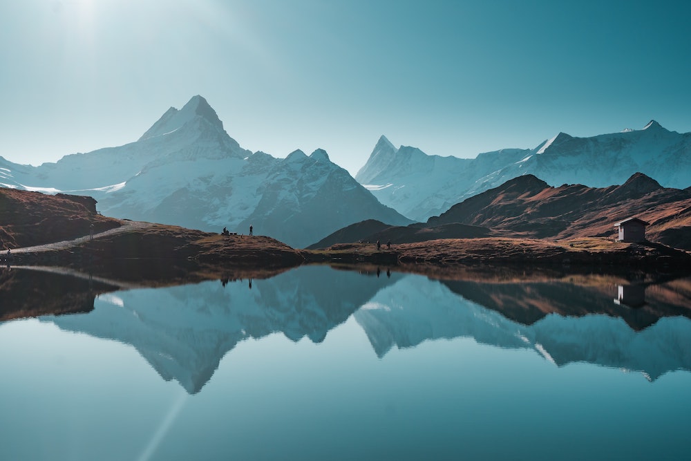Mountain mirrored in lake