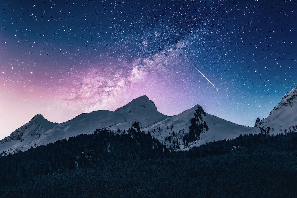 Night sky over mountains